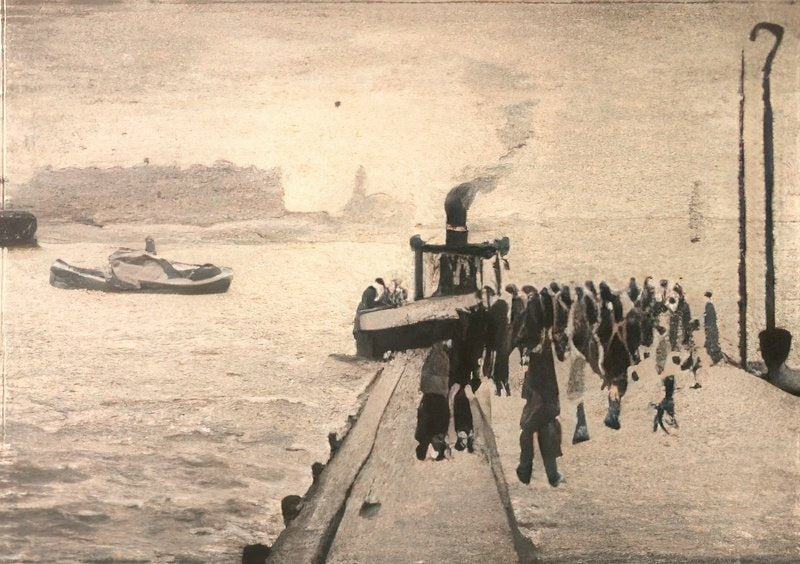 L S Lowry Figures On The Jetty, Knott End On Sea A4 Art Photo Print 1