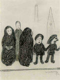 L S Lowry Five Figures With Church Spire(1) A4 Photo Print 1