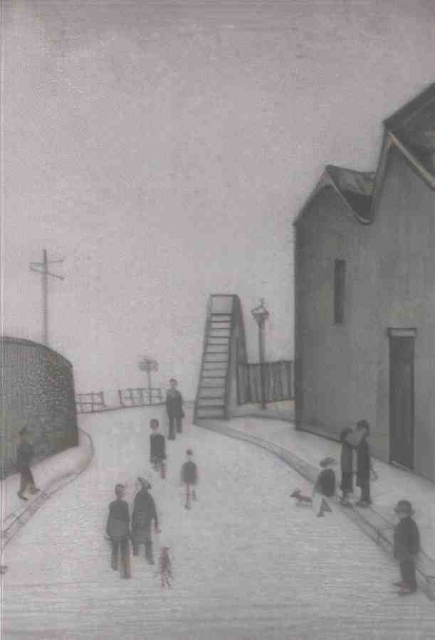 L S Lowry Footbridge At Droylsden(2) A4 Photo Print