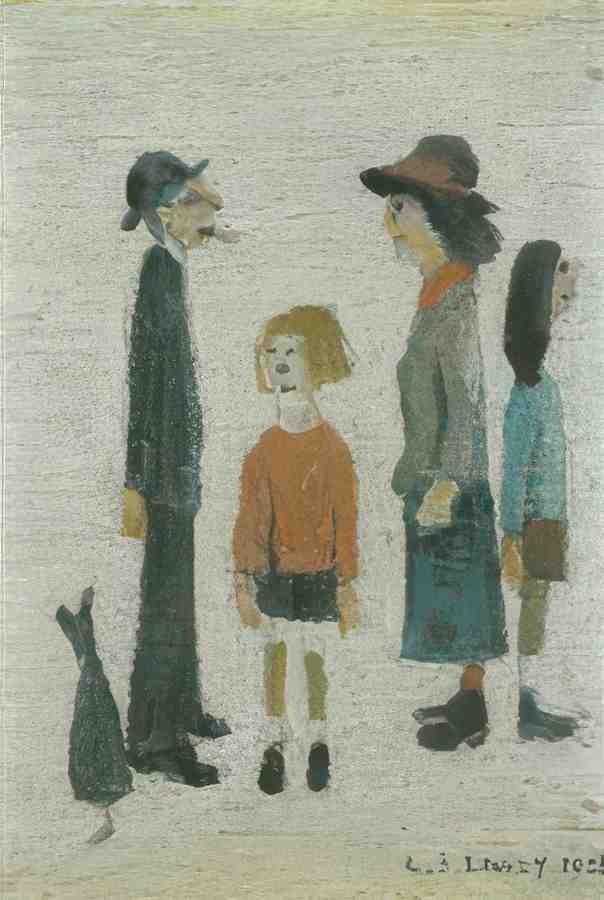 L S Lowry Four People And A Dog(1) A4 Photo Print