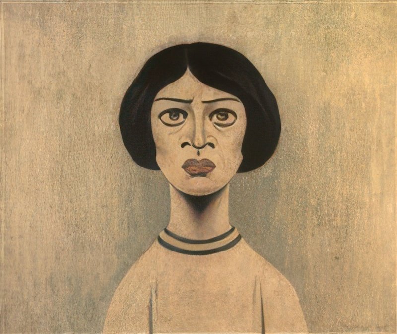 L S Lowry Girls Head 1 A4 Art Photo Print 1