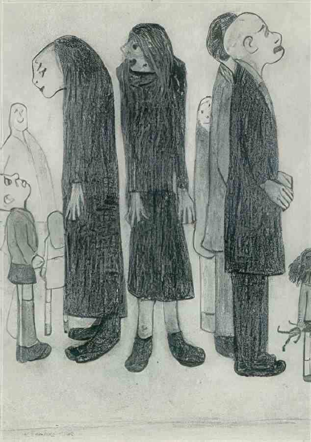 L S Lowry Group Of Nine Figures(1) A4 Photo Print 1