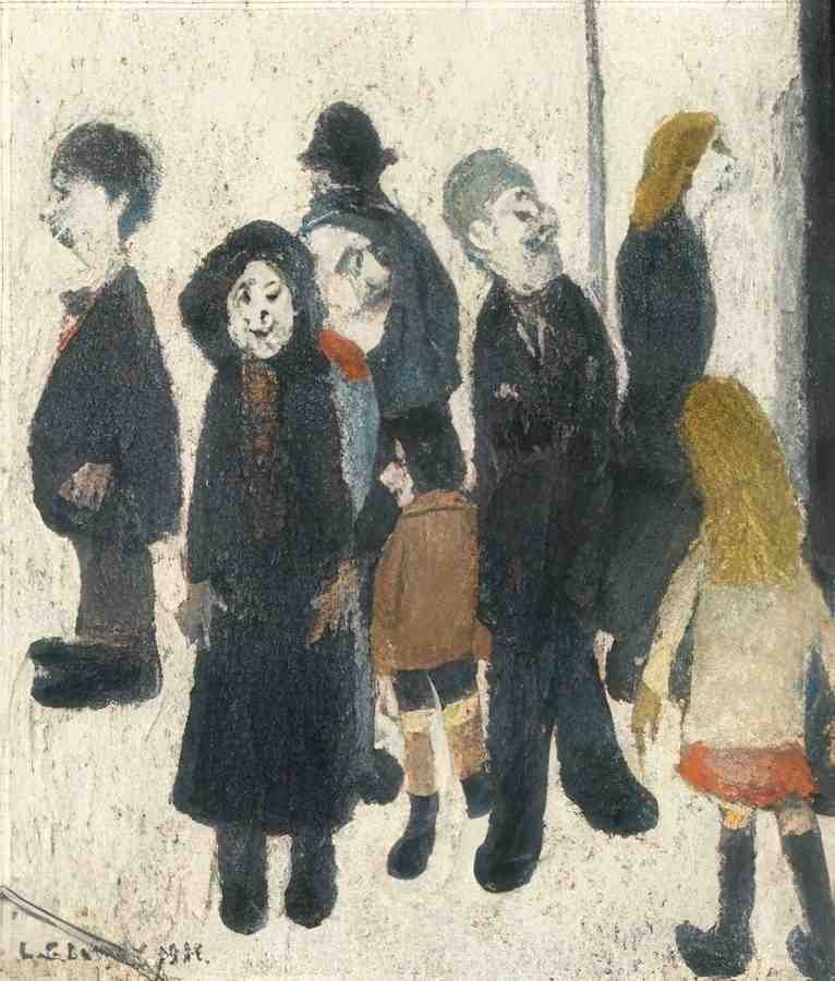 L S Lowry Group Of People With The Artist(1) A4 Photo Print 1