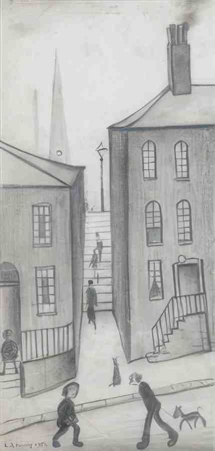 L S Lowry Houses And Steps, Stockport A4 Photo Print