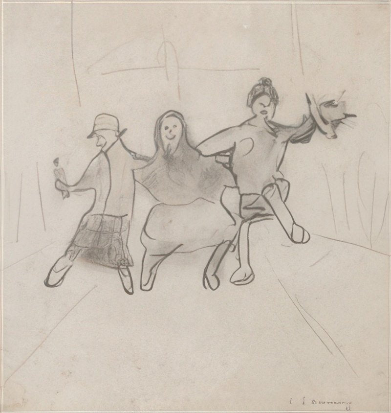 L S Lowry Ladies Partying (Sketch) A4 Photo Print 1