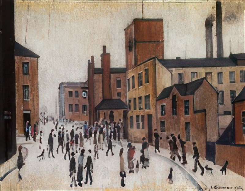 L S Lowry Lancashire Street 1 A4 Art Photo Print 1