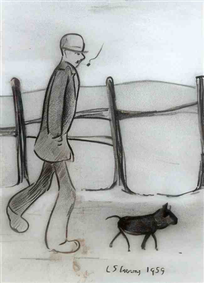 L S Lowry Man And Dog(1) A4 Photo Print