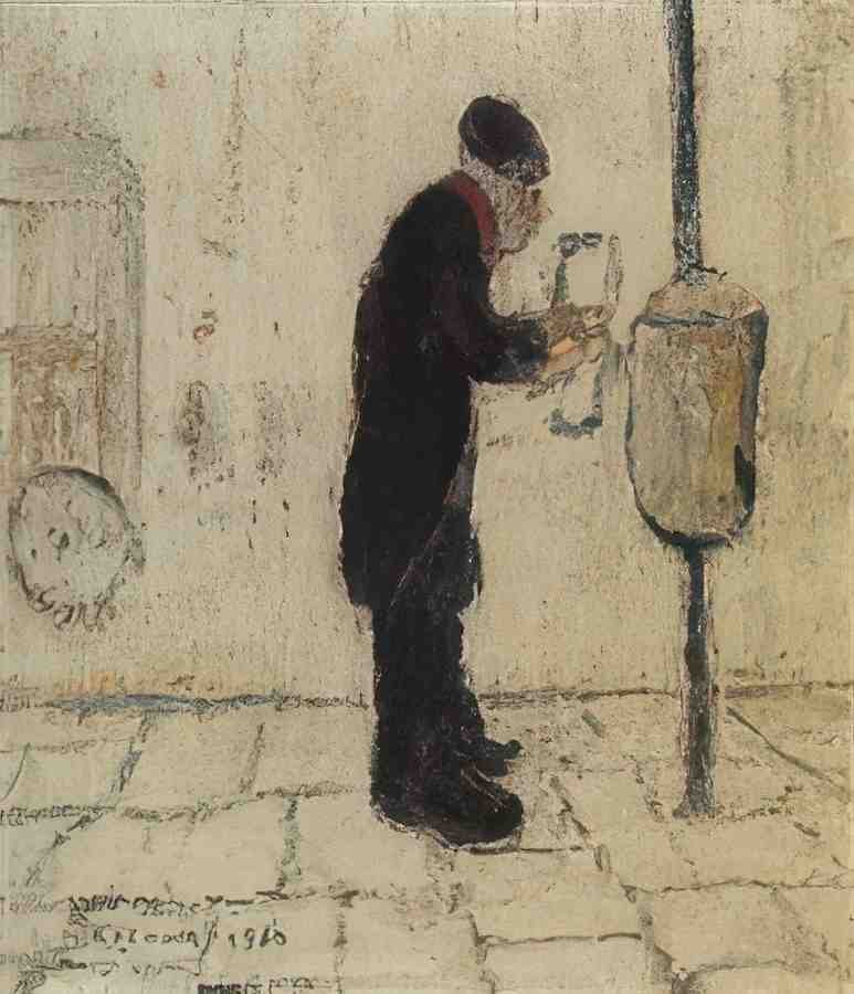 L S Lowry Man Searching A Dustbin(1) A4 Photo Print