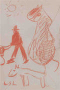 L S Lowry Man With A Pram And Two Dogs(1) A4 Photo Print