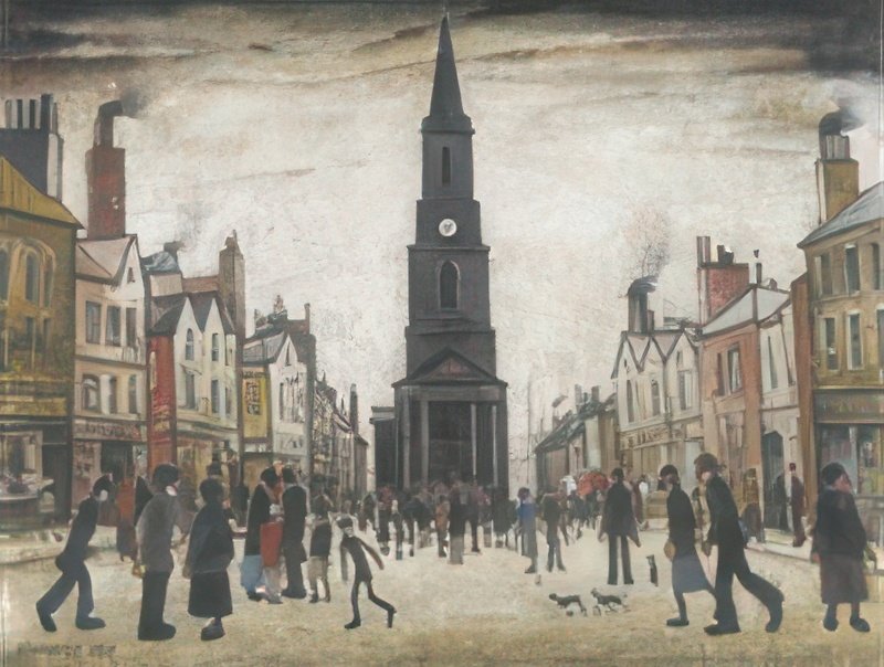 L S Lowry Market Place, Berwick Upon Tweed A4 Photo Print 1