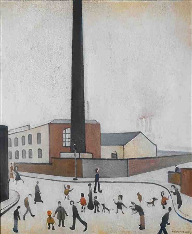 L S Lowry Mill Scene With Figures 1 A4 Art Photo Print