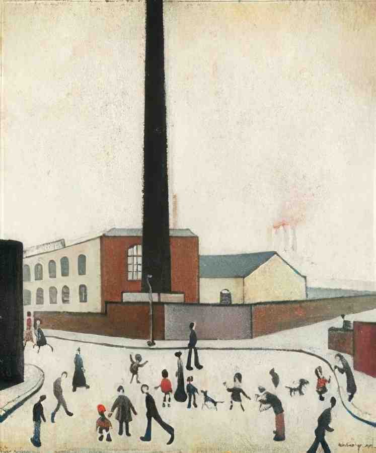 L S Lowry Mill Scene With Figures(3) A4 Photo Print