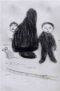 L S Lowry Mother And Children With Dog(1) A4 Photo Print