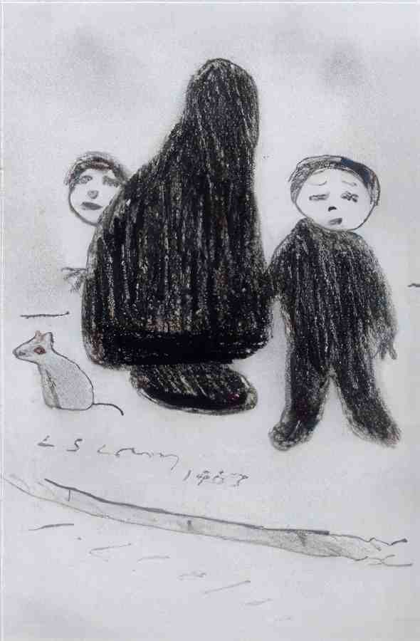 L S Lowry Mother And Children With Dog 1 A4 Art Photo Print