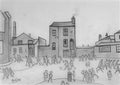 L S Lowry Old House Behind Piccadilly, Manchester, With Crowds And Three Dogs A4 Photo Print 1