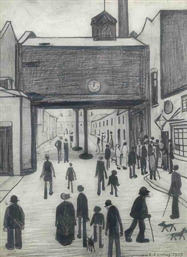 L S Lowry Outside A Mill (2) A4 Photo Print 1