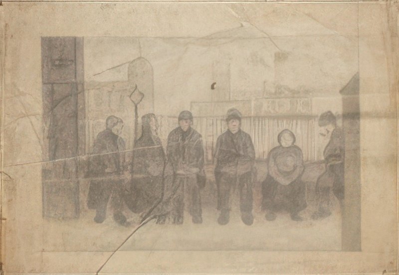 L S Lowry People Waiting + 1 Other, Verso A4 Art Photo Print 1