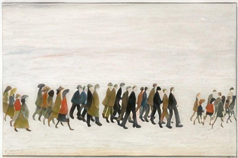 L S Lowry Procession In South Wales, Whit Monday A4 Photo Print 1