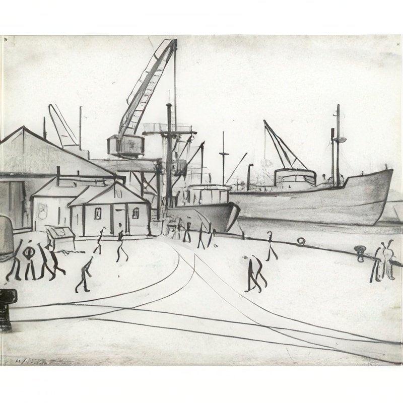 L S Lowry Queens Dock, Glasgow A4 Photo Print 1