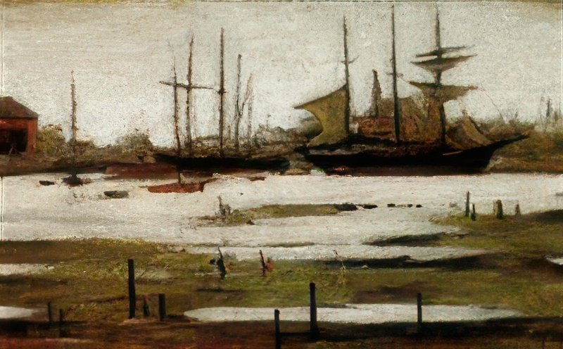 L S Lowry Rhyl Harbour(3) A4 Photo Print 1