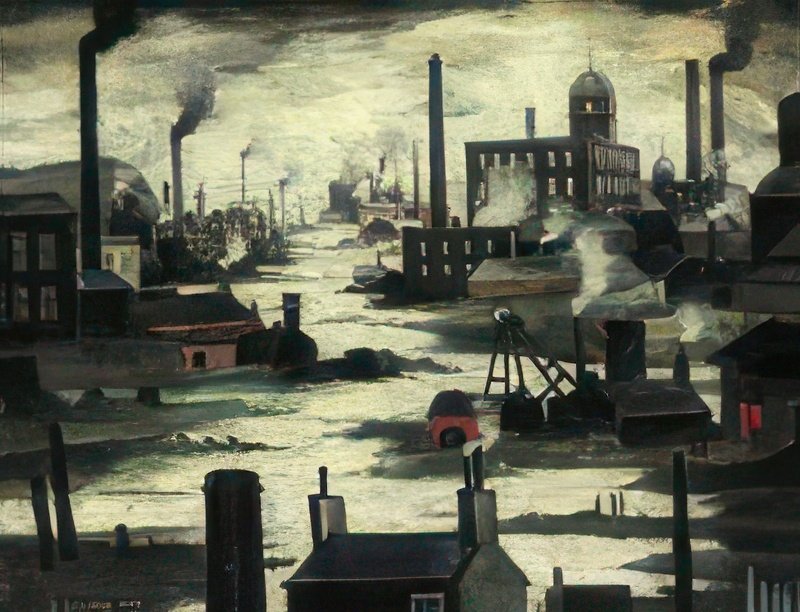 L S Lowry River Scene, Wasteland A4 Art Photo Print 1