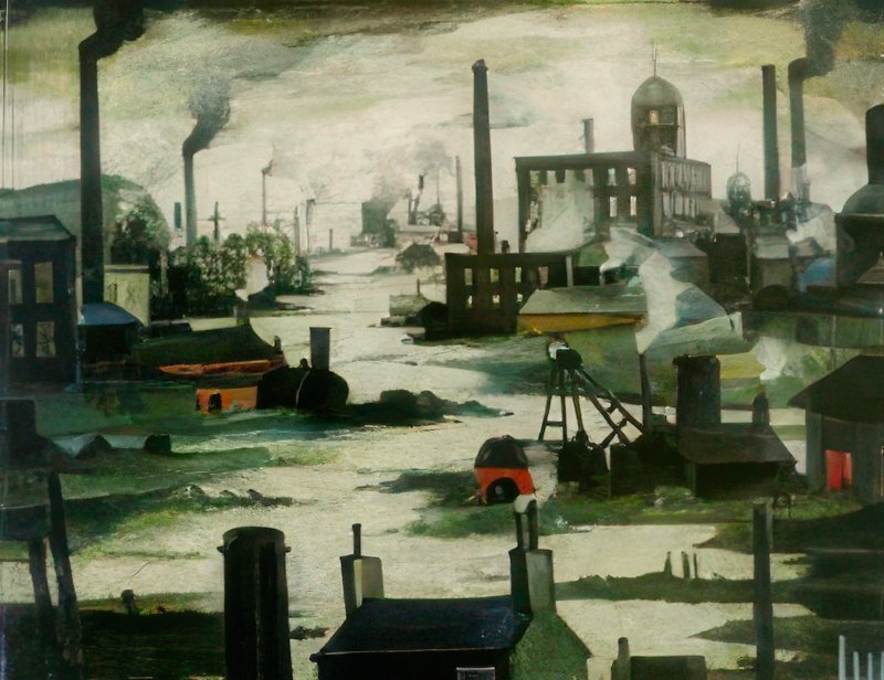 L S Lowry River Scene 1 A4 Art Photo Print 1