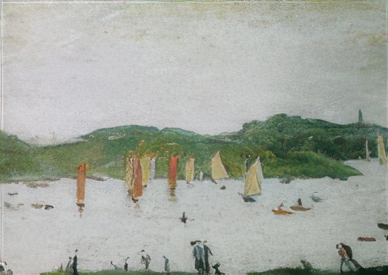 L S Lowry Sailing Boats And Figures, Lytham A4 Art Photo Print 1