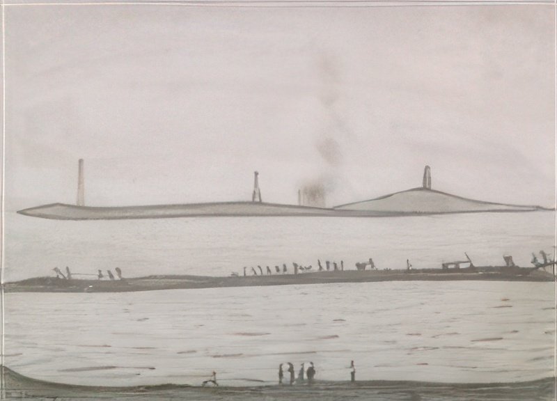 L S Lowry Seascape, Northumberland A4 Art Photo Print 1