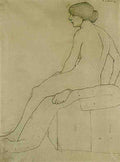 L S Lowry Seated Female Nude, Side View A4 Photo Print