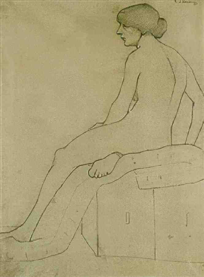 L S Lowry Seated Female Nude, Side View A4 Photo Print