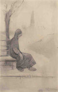 L S Lowry Seated Woman, Peel Park, Manchester A4 Photo Print 1