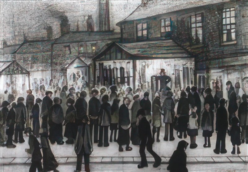 L S Lowry Selling Oilcloth, Oldham Road A4 Photo Print 1