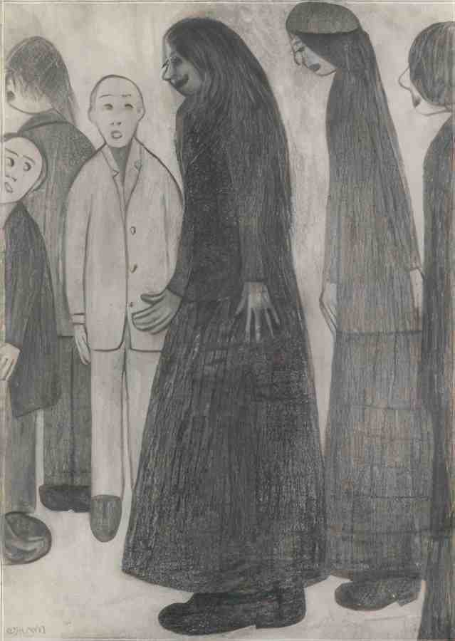 L S Lowry Six Figures(1) A4 Photo Print