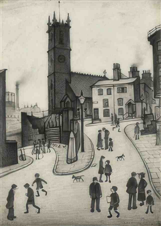 L S Lowry St Michael And All Angels, Angel Meadow, Manchester (2) A4 Photo Print