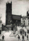 L S Lowry St Michaels, Angel Meadow A4 Art Photo Print