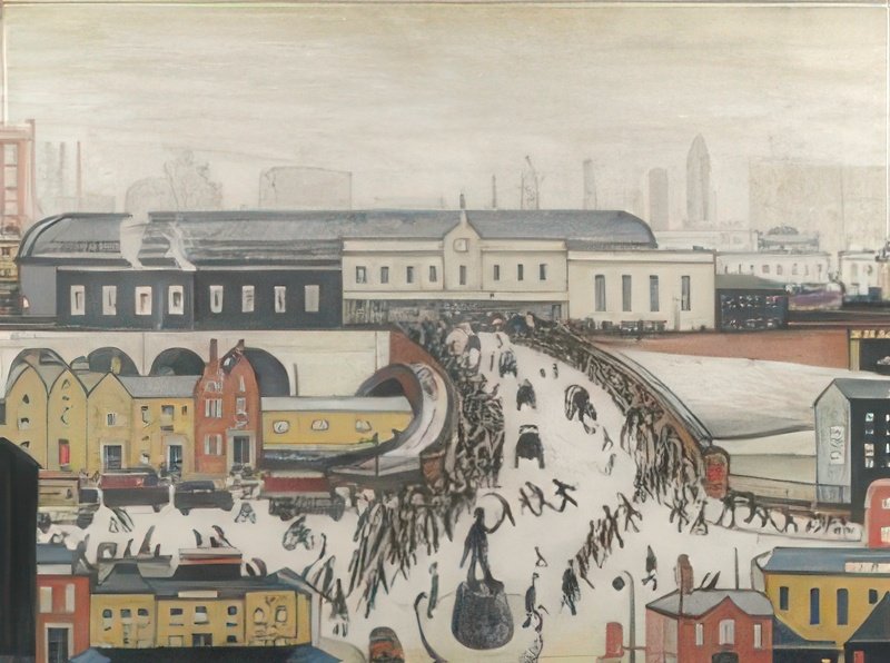 L S Lowry Station Approach, Manchester A4 Art Photo Print 1