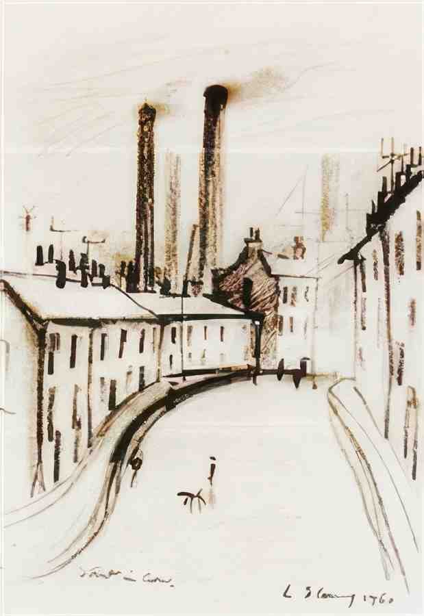 L S Lowry Street In Cwn, South Wales A4 Photo Print