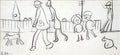 L S Lowry Street Scene With Figures, Dog And Cat A4 Art Photo Print 1