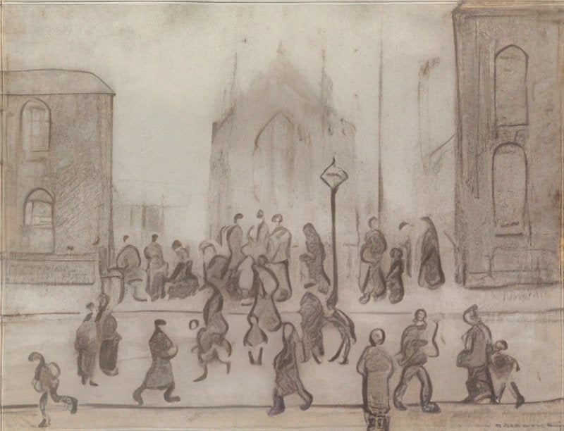 L S Lowry Street Scene, Pendlebury A4 Art Photo Print 1
