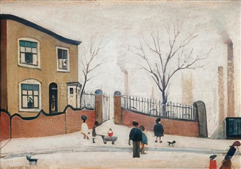 L S Lowry Street Scene(11) A4 Photo Print 1