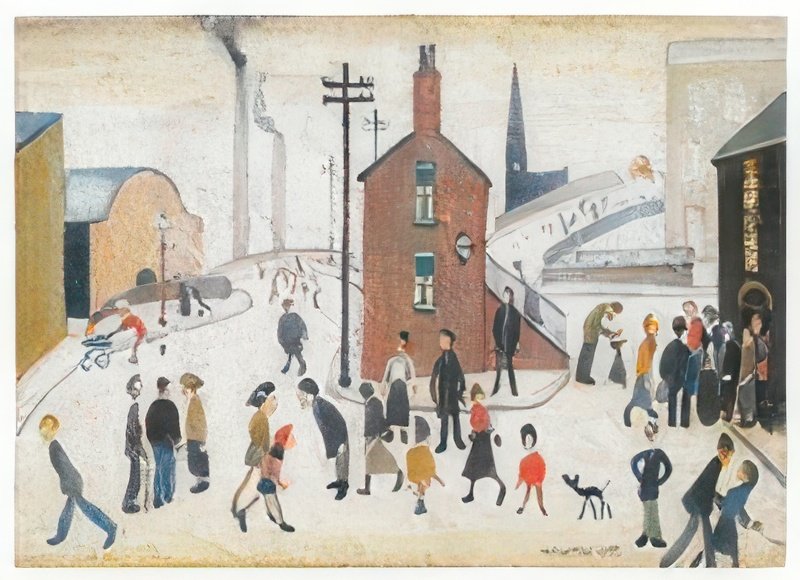 L S Lowry Street Scene 1 A4 Art Photo Print 1