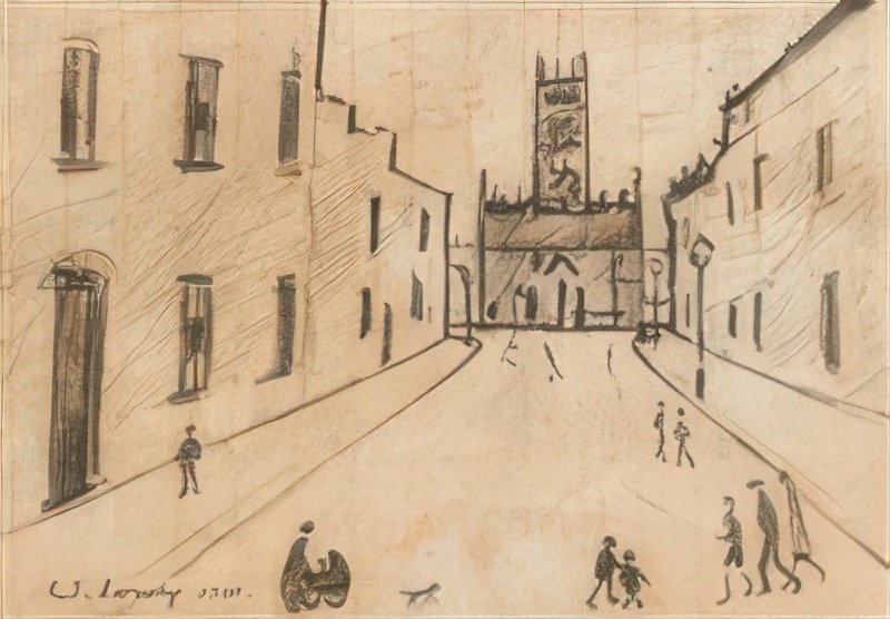 L S Lowry Street Scene(20) A4 Photo Print 1