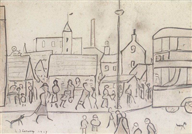 L S Lowry Street Scene(22) A4 Photo Print 1