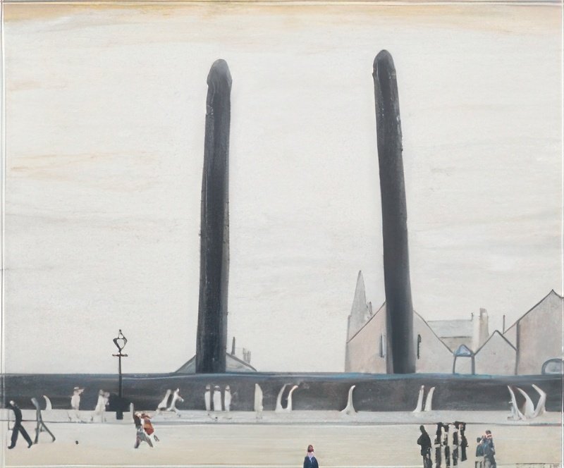 L S Lowry Street Scene(2) A4 Photo Print 1