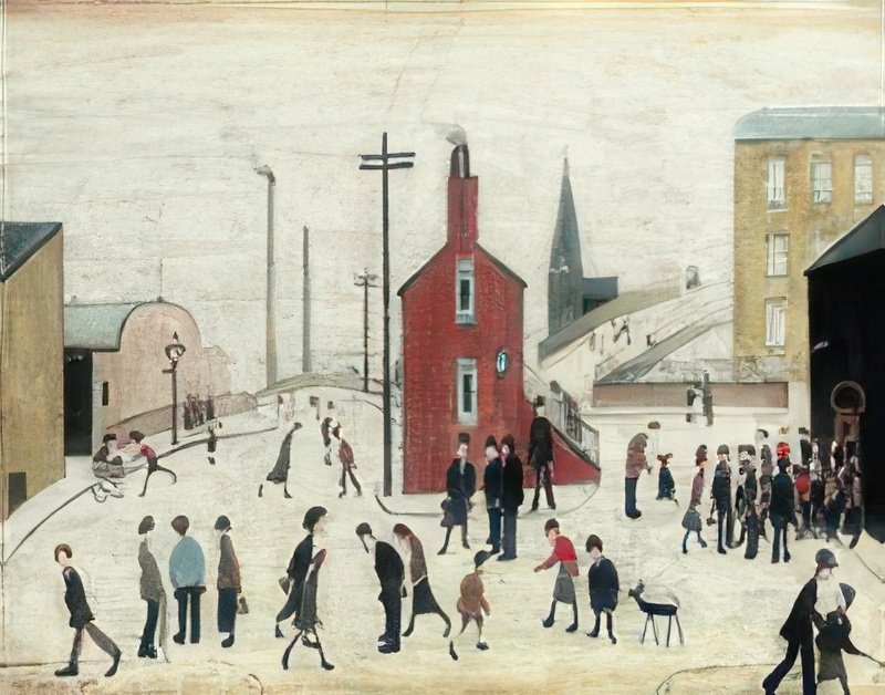 L S Lowry Street Scene(6) A4 Photo Print 1