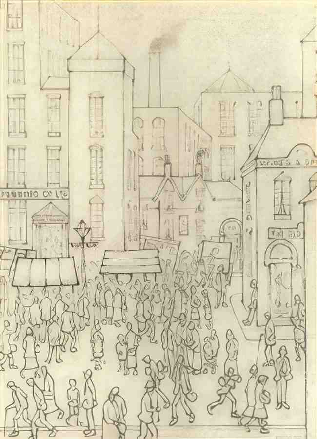 L S Lowry Street Stalls 1 A4 Art Photo Print