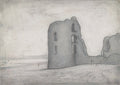 L S Lowry Study For A Ruin (Flint Castle) A4 Photo Print 1