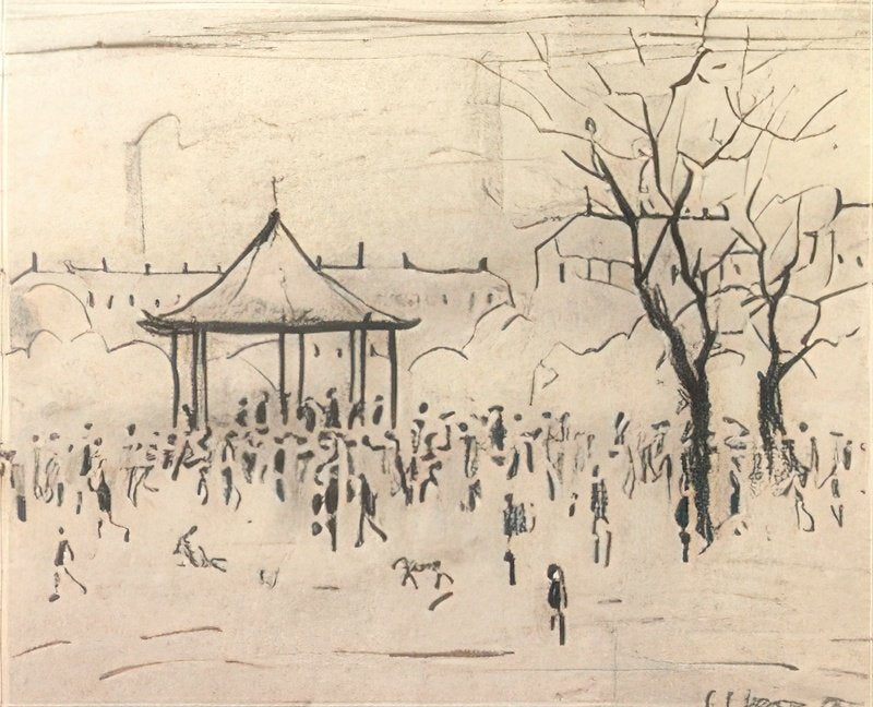L S Lowry The Bandstand, Peel Park A4 Art Photo Print 1