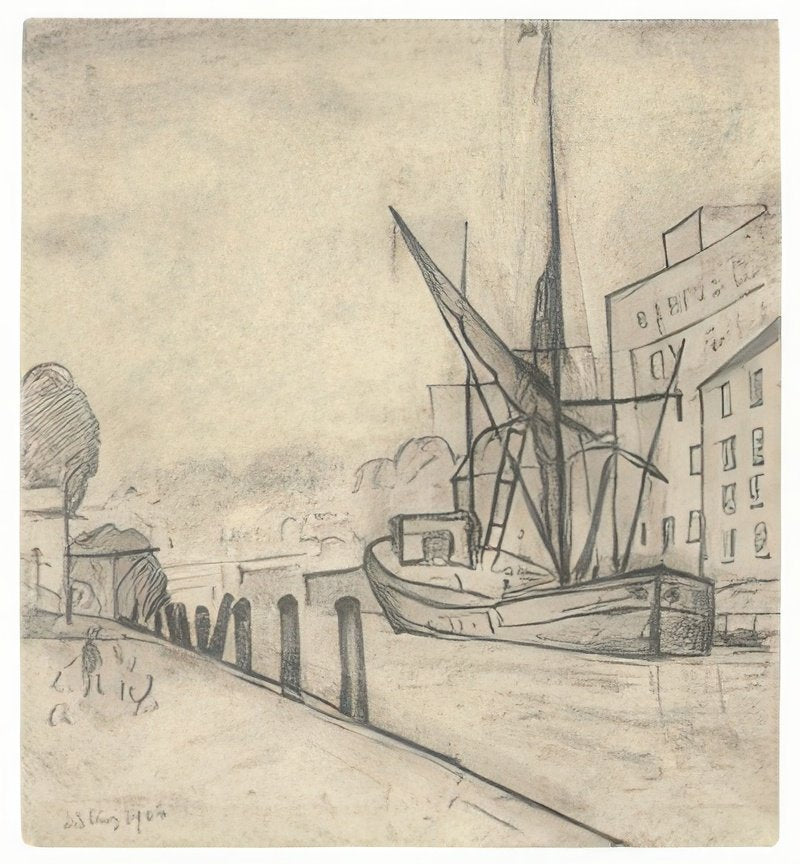 L S Lowry The Coal Barge, Manchester Canal A4 Photo Print 1