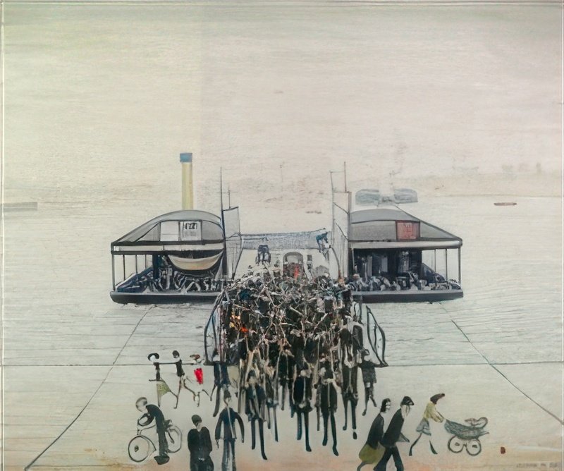 L S Lowry The Floating Bridge, Southampton A4 Art Photo Print 1